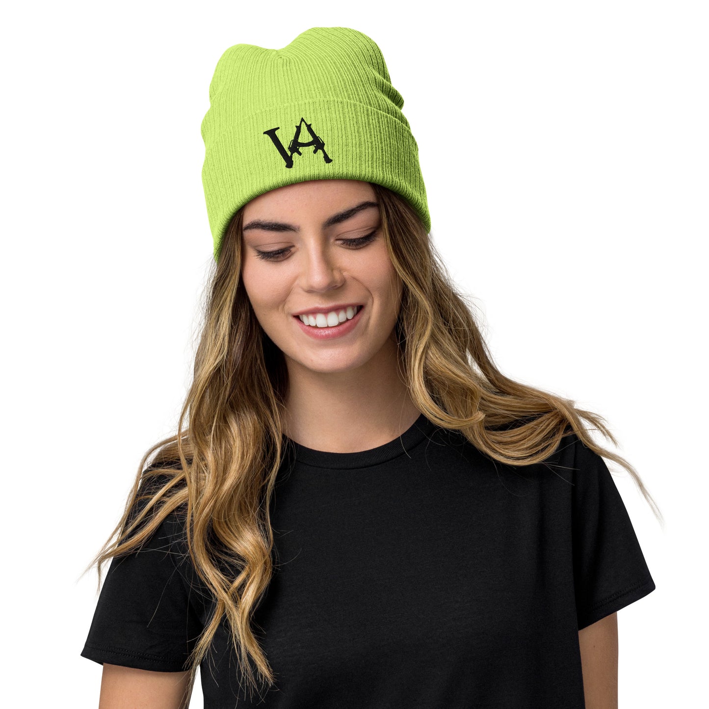 Ribbed knit beanie- black VA logo