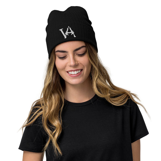 Ribbed knit beanie White VA logo