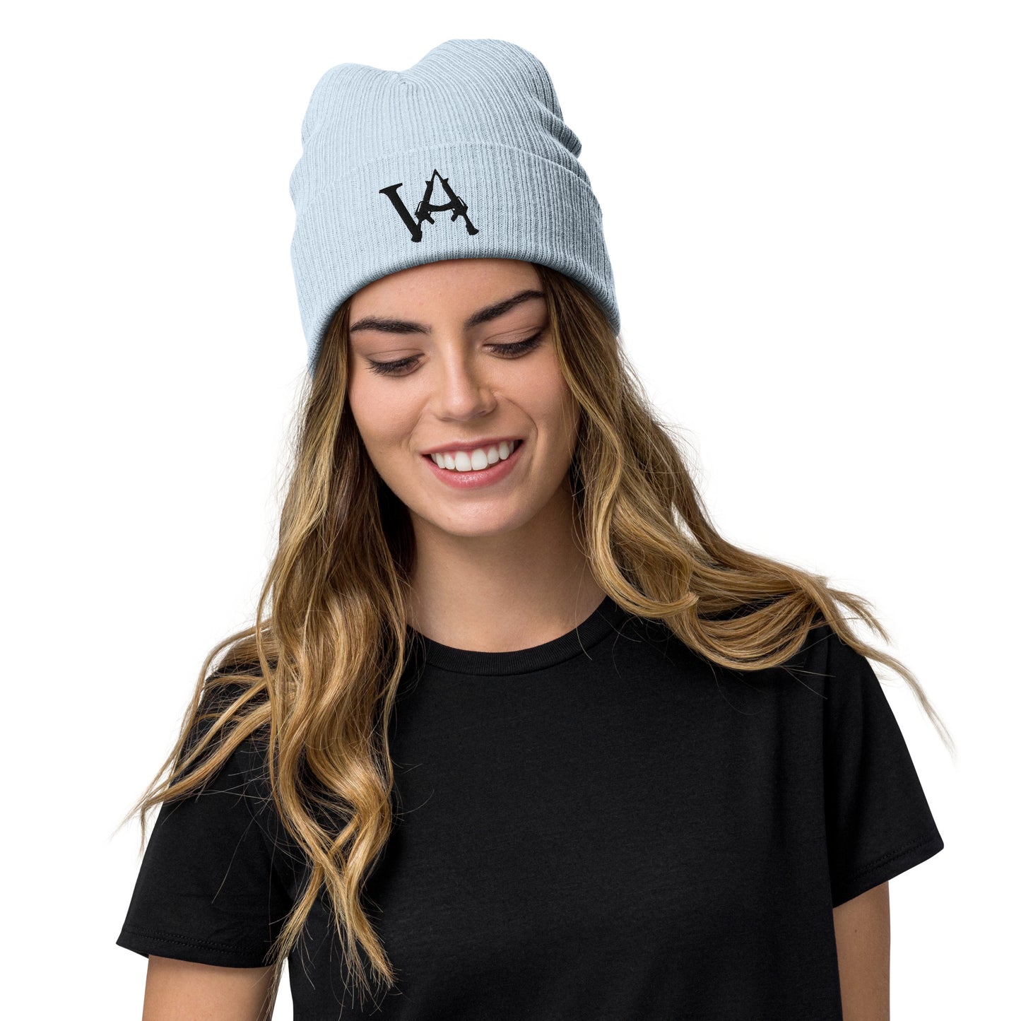 Ribbed knit beanie- black VA logo