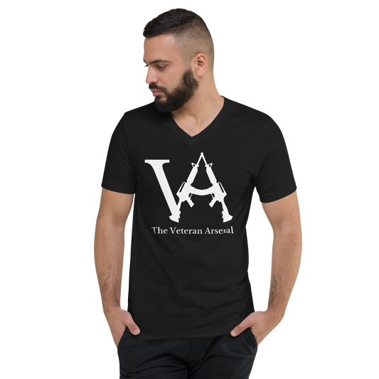 The Veteran Arsenal white logo Unisex Short Sleeve V-Neck T-Shirt