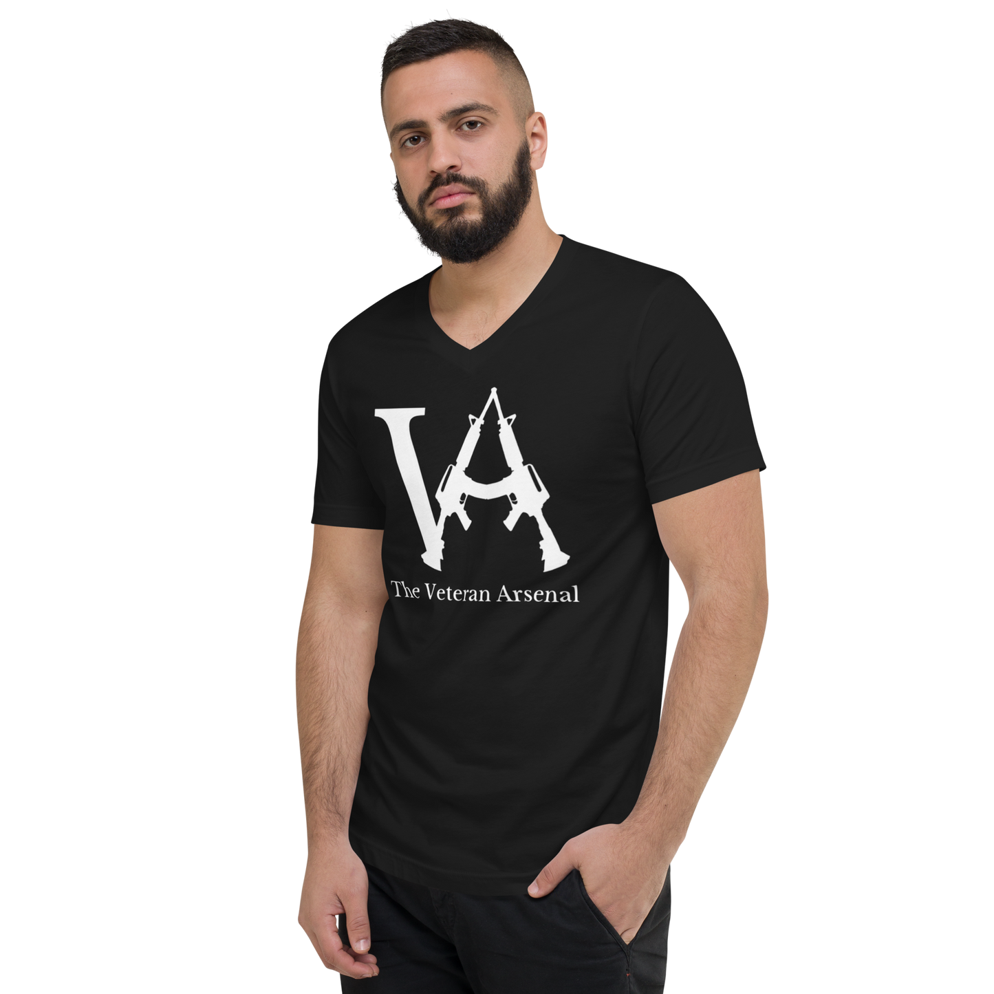 The Veteran Arsenal white logo Unisex Short Sleeve V-Neck T-Shirt