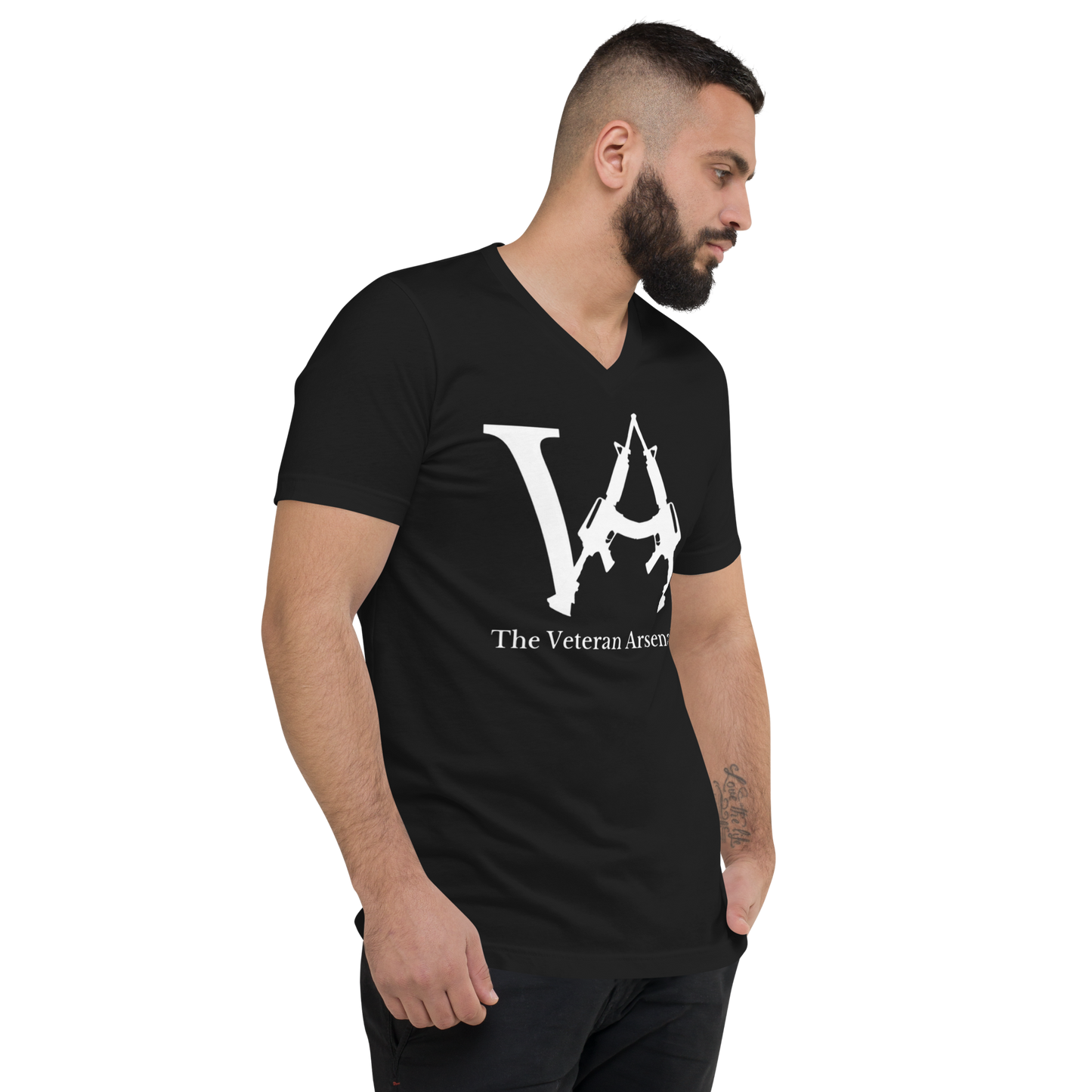 The Veteran Arsenal white logo Unisex Short Sleeve V-Neck T-Shirt